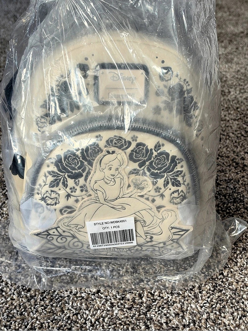 Disney Princess Alice Mini Backpack in White & Black NWT